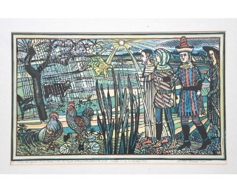 ‡ Richard Bawden RWS NEAC RE (born 1936) Whom that Aprille with his Showres Soote, Prologue to the Canterbury Tales, 1986lino