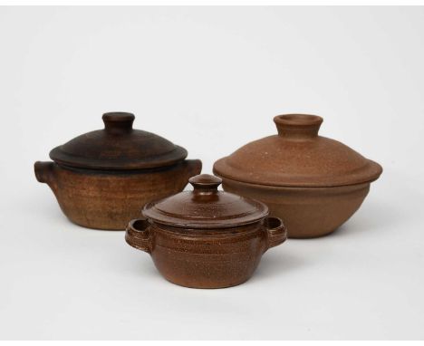 Richard Batterham (1936-2021)an early salt-glaze stoneware casserole and cover, twin-handled form, the interior glazed ash, a