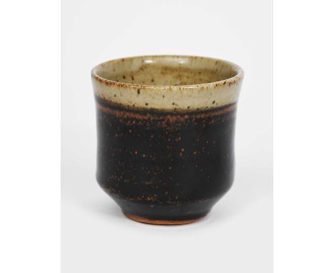 ‡ Bernard Leach CBE (1887-1979)A Leach Pottery stoneware unomi, glazed ash to the top rim above tenmoku,impressed seal marks 