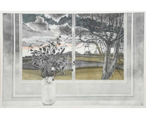 ‡ Richard Bawden RWS NEAC RE (born 1936)View Through a Windowaquatint on paper, framedsigned Richard Bawden, titled and numbe