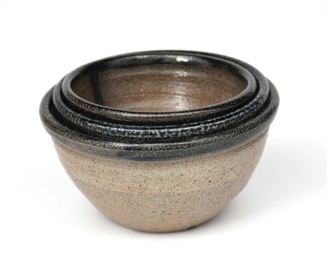 Richard Batterham (1936-2021)a graduated set of three salt-glaze stoneware pudding basins,unsigned16cm. diam, 8.5cm. high (la