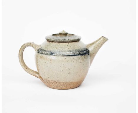 Richard Batterham (1936-2021)a salt-glaze stoneware medium size teapot and cover, glazed to the foot, the shoulder with cobal