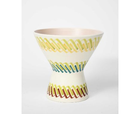A Poole Pottery Contemporary vase designed by Alfred Read and Guy Sydenham, pattern HYL, shape 726, waisted cylindrical form,