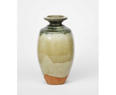 Richard Batterham (1936-2021)a stoneware beaten bottle, covered to the foot with an ash glazeunsigned,34cm. high ProvenanceTh