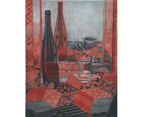 ‡ Richard Bawden RWS NEAC RE (born 1936)Reflections,linocut on paper,signed Richard Bawden, Reflections, artist's proof in pe