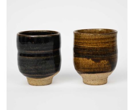 Atsuya Hamada (1932-1986)a stoneware unomi, footed form, covered to the foot with a tenmoku glaze and another similar,unsigne