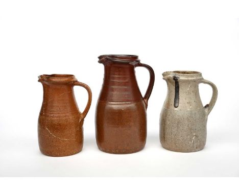 Richard Batterham (1936-2021)a salt-glaze stoneware jug, and two other stoneware jugs by Richard Batterham,unsigned, damages2