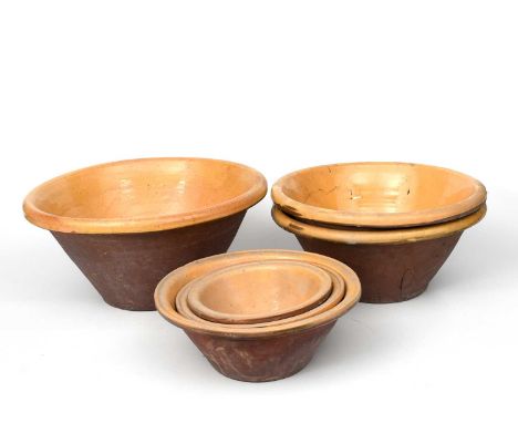 Isaac Buttonsix large Soil Hill Pottery bowls, glazed to the interior mustard yellowunsigned44.5cm. diam. (largest), (6) Prov