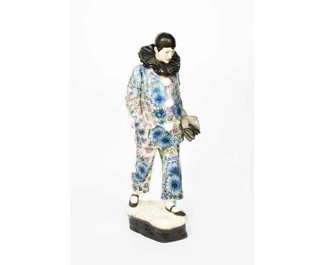 HaniroffPierrot standingA large Goldscheider Pottery model, glazed in colours signed in the cast, printed factory marks, prof