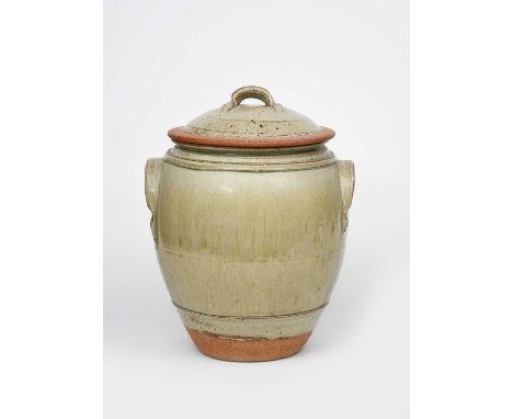 Richard Batterham (1936-2021)a stoneware beer jar and cover, covered in an ash glazeunsigned,38cm. high (2) ExhibitedRichard 
