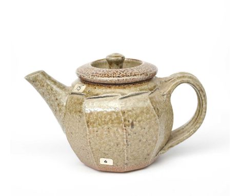 Richard Batterham (1936-2021)a small cut-sided stoneware teapot and cover, covered with an ash glaze,unsigned, 10.5cm. high (