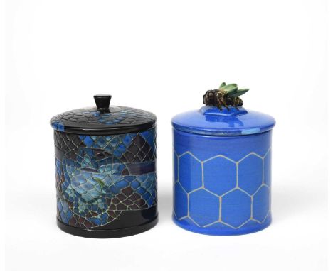 'Yesterdays' a Dennis China Works preserve pot and cover designed by Sally Tuffin, dated 2003, the preserve with tubelined ho