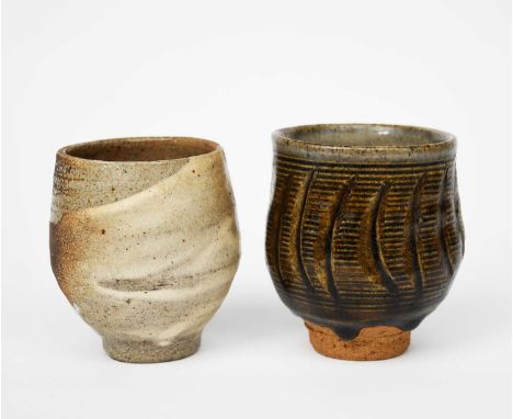 Atsuya Hamada (1932-1986)a salt-glaze stoneware unomi, 1957/58, with brushed white slip, and another with incised decoration 