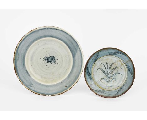 ‡ Bernard Leach CBE (1887-1979) and Dinah Batterham (1930-2007)a Leach Pottery plate, 1958, painted to the well with a figure