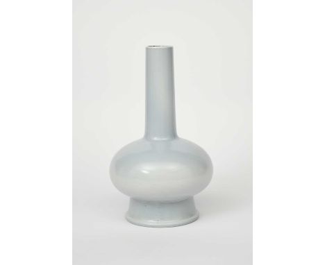 A rare Wedgwood Pottery lamp base designed by Keith Murray, shape no.3953, swollen, footed form with cylindrical neck, covere