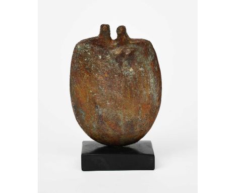‡ Peter Hayes (born 1946)Standing couple, stoneware figure group, on polished black slate base,signed Peter Hayes to base16cm