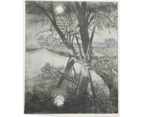 ‡ Richard Bawden RWS NEAC RE (born 1936)River Stour at Naylandaquatint on paper, framedsigned Richard Bawden, titled and numb