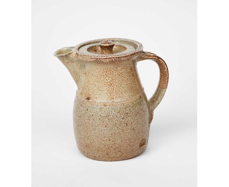 Richard Batterham (1936-2021)a salt-glazed stoneware pint coffee pot and cover,unsigned, original paper price label for £12,1