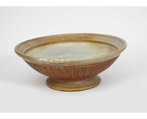 Richard Batterham (1936-2021)an extra large salt-glaze stoneware tazza, with fluted decorationunsigned, 48.5cm. diam. Provena