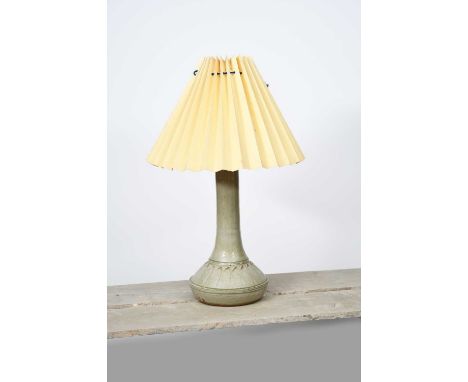 Richard Batterham (1936-2021)a tall stoneware table lamp, with cut sides, covered in a pale ash glaze, based on a design by A