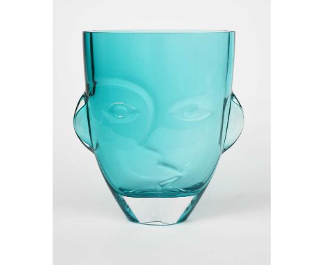 An Orrefors limited edition glass vase designed by Martti Rytkonen, dated 2007, flaring elliptical form, cast in low relief w