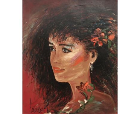 A portrait of a lady, oil on canvas, titled lower left, signed verso 'Gasperowicz', 73 x 61 cm