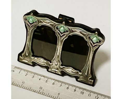 HM SILVER &amp; ENAMEL DOUBLE PHOTO FRAME - 8 X 11 CMS
