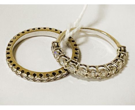 TWO 18CT GOLD DIAMOND BANDS - SIZE K  &amp; L