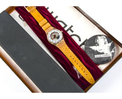 Peter Gabriel / Swatch Watch, MusiCall Swatch watch with Peter Gabriel melody - Model SLZ106 - with Box, Bag, Swatch Bag and 