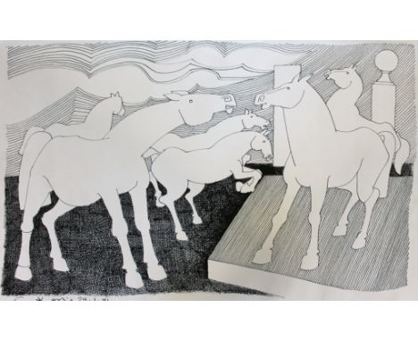 A silkscreen print after Geoffrey Key, 62cm x 42cm, part of the Daydreams boxed set.  