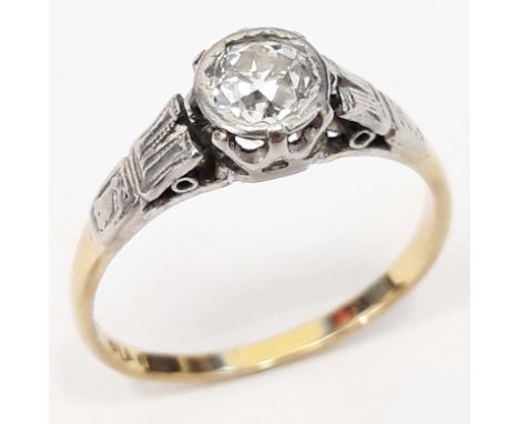 A single single diamond solitaire ring, the stone approx. 0.50 carats, band marked '18ct PLAT', gross wt. 2.2g, size K. 