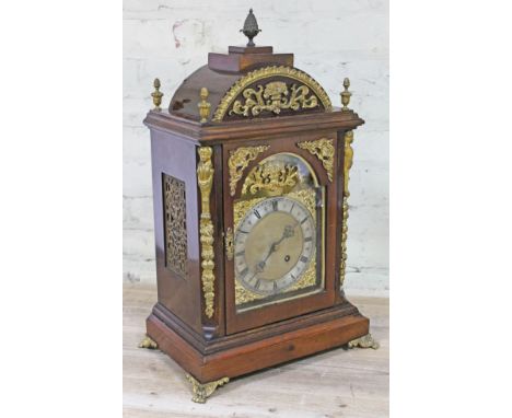 A late 19th Century Continental gilt metal mounted bracket clock, height 62cm.  Condition - appears in working order, some re
