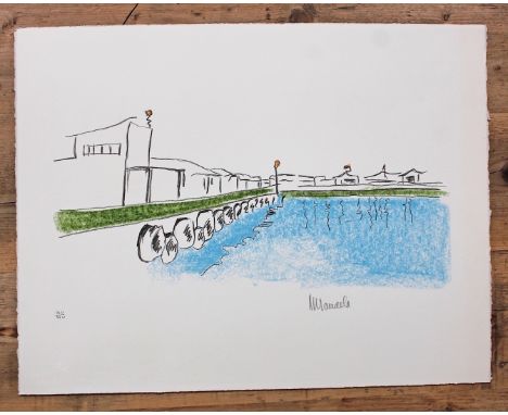 Nelson Mandela, "The Harbour", limited edition lithograph no. 140/500, signed in pencil, unframed 65cm x 50cm. 
