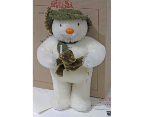 A Steiff Raymond Briggs The Snowman "Dancing with Teddy", limited edition no615/1500, white mohair model complete with hat, t