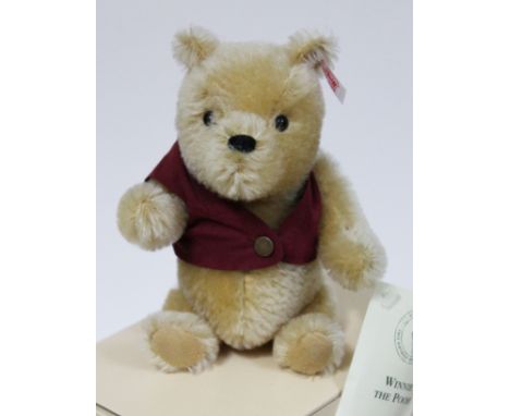 A Steiff Classic Pooh 75th This Birthday Belongs to Pooh Winnie the Pooh, limited edition to year 2001 no1982, blonde mohair 