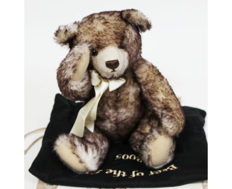 A Steiff Bear of the Year 2005, limited edition no747/1500, brown tipped mohair teddy bear complete with bow, bag and certifi