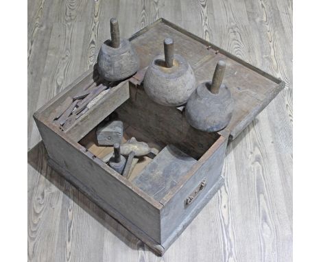 A stonemason's tool chest and tools. 