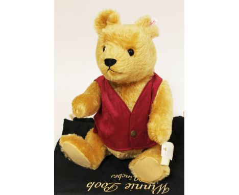 A Steiff Winnie Pooh 20", limited edition no2338/2500,  golden mohair teddy bear complete with waist coast, ear tag, attached
