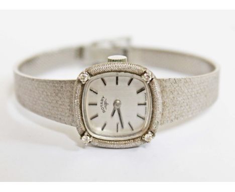 A 9ct white gold and diamond Rotary wristwatch, gross wt. 26.2g.  