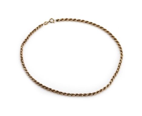 A 9ct gold rope link chain, with twisted rope links, to a bolt ring clasp, 180mm long, London 1979,6.81gCondition ReportSligh