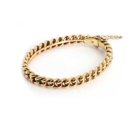 A  chain and hinged bangle, designed as a curb link chain held firm with single wire behind, hidden snap clasp and integral s
