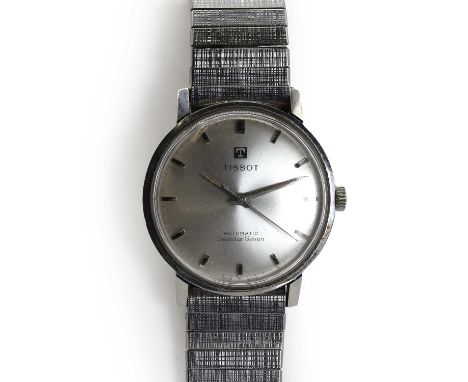 A stainless steel Tissot Seastar Seven automatic bracelet watch,  34mm diameter, with a silvered dial, raised silvered baton 