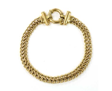 A 9ct gold hollow figure of eight link bracelet,  a hollow double curb link chain, to jumbo bolt ring clasp, hallmarked Sheff