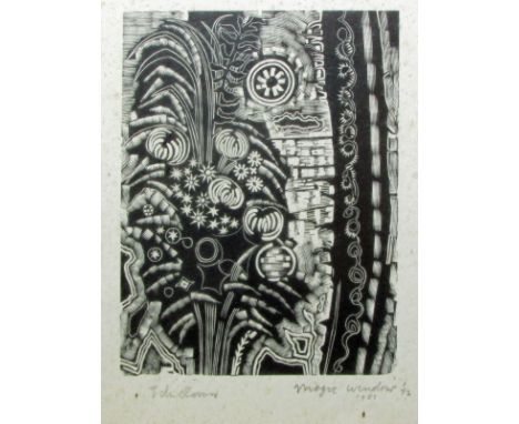 JOHN O'CONNOR, SIGNED IN PENCIL TO MARGIN AND DATED 1961, LIMITED EDITION BLACK AND WHITE WOODCUT (1/12), inscribed "Magic Wi