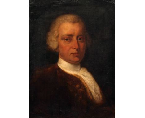 19TH CENTURY ENGLISH SCHOOL, OIL ON CANVAS, Head and Shoulders Portrait of a Young Gent wearing Lace Cravat, 23" x 17"