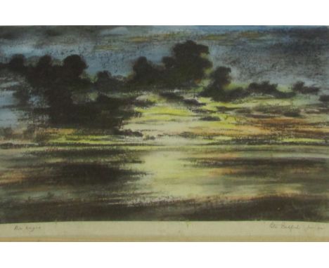 PETER BEDFORD, SIGNED IN PENCIL TO MARGIN, DATED '92, COLOURED PRINT, "Rio Negro", 9 1/2" x 15 1/2" MOUNTED BUT UNFRAMED 