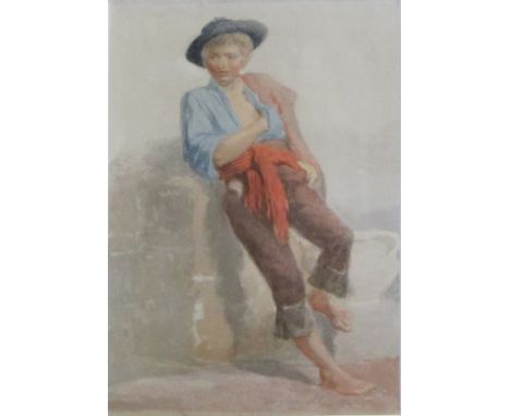 19TH CENTURY WATERCOLOUR, Portrait of a Sailor Boy, INSCRIBED Langham July 12th 1861, 13" x 8"
