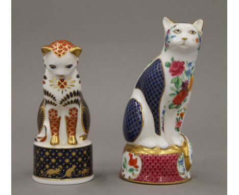 Two Royal Worcester cat form candle snuffers. The largest 10.5 cm high.