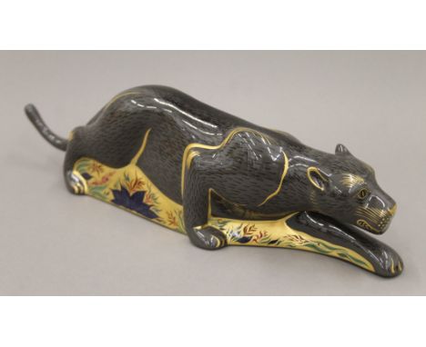 A Royal Crown Derby The Black Panther paperweight. 34 cm long.