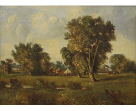 R MALLETT (19th century) English, Farmhouse View, oil on panel, framed. 40 x 29.5 cm.